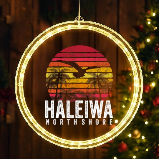 Haleiwa Hawaii HI North Shore Sunset Surf Surfing LED Christmas Window Lights