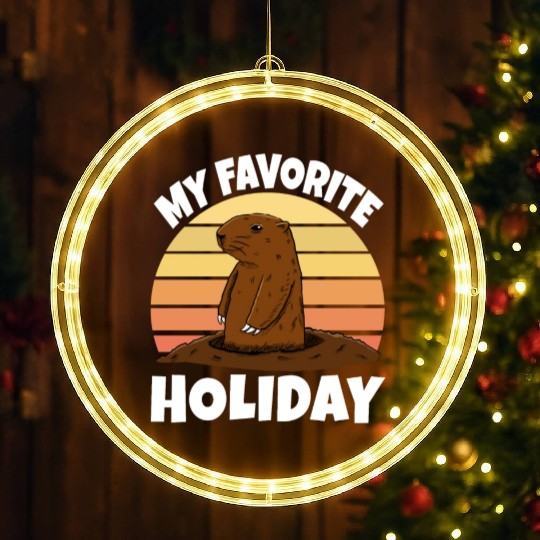 My Favourite Holiday Groundhog LED Christmas Window Lights