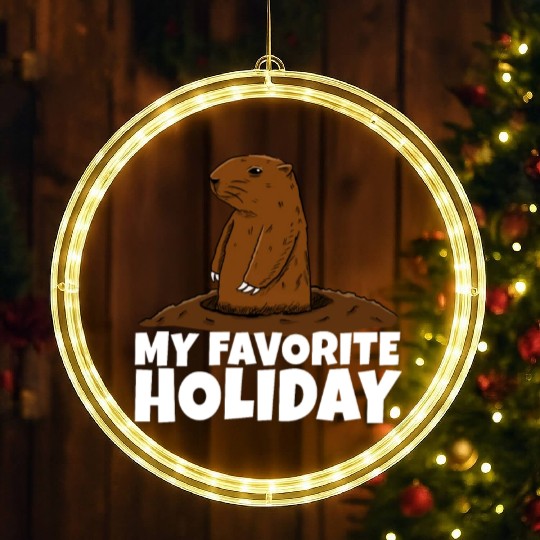 My Favourite Holiday Groundhog LED Christmas Window Lights