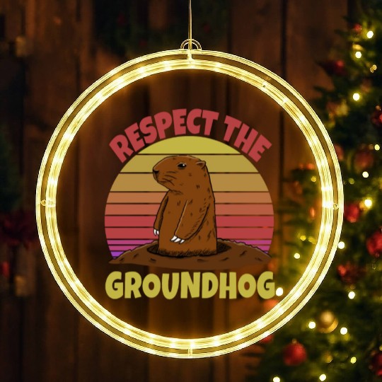 Respect The Groundhog LED Christmas Window Lights