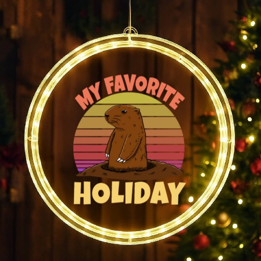 My Favourite Holiday Groundhog LED Christmas Window Lights