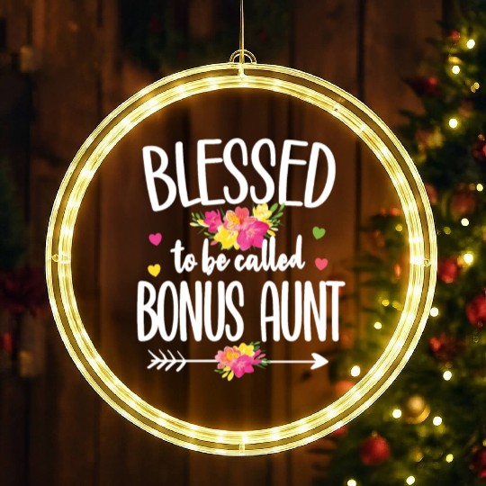 Blessed Bonus Aunt Proud Step Auntie Gifts LED Christmas Window Lights