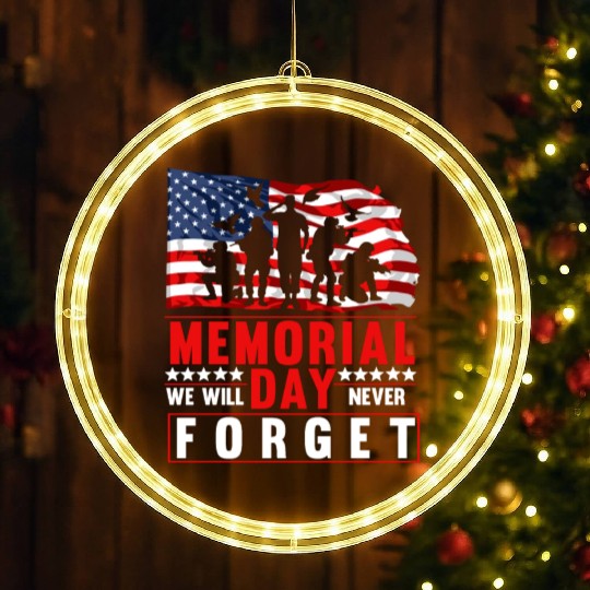 Memorial Day American Flag Soldiers Patriotic US LED Christmas Window Lights