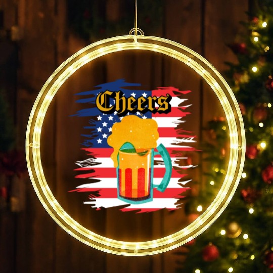 funny patriotic mullet beer 4th of july summer LED Christmas Window Lights