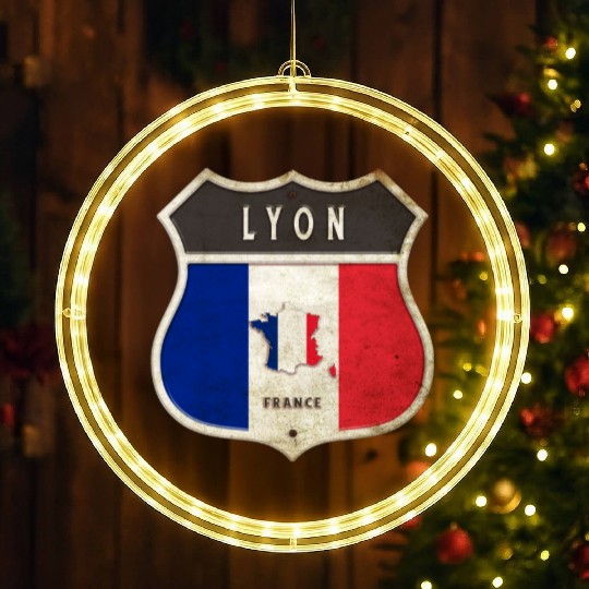 Lyon France coat of arms flags design LED Christmas Window Lights