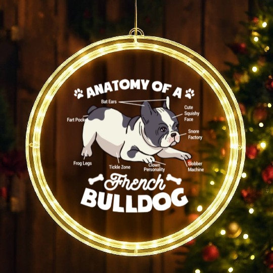 The Anatomy Of A French Bulldog Dog Lover LED Christmas Window Lights