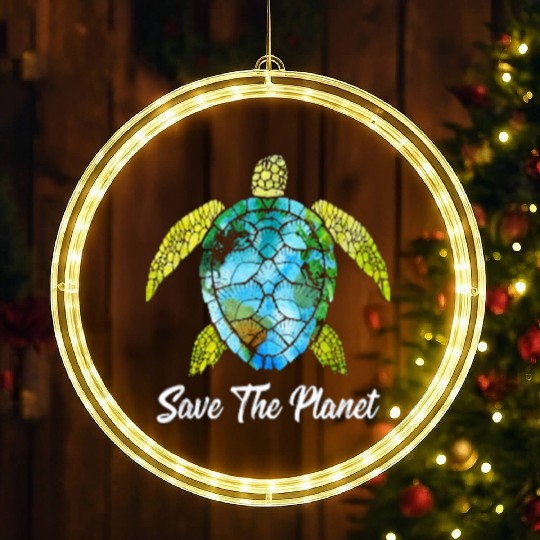 Save The Planet Earth Day Save Turtles Sea Life LED Christmas Window Lights
