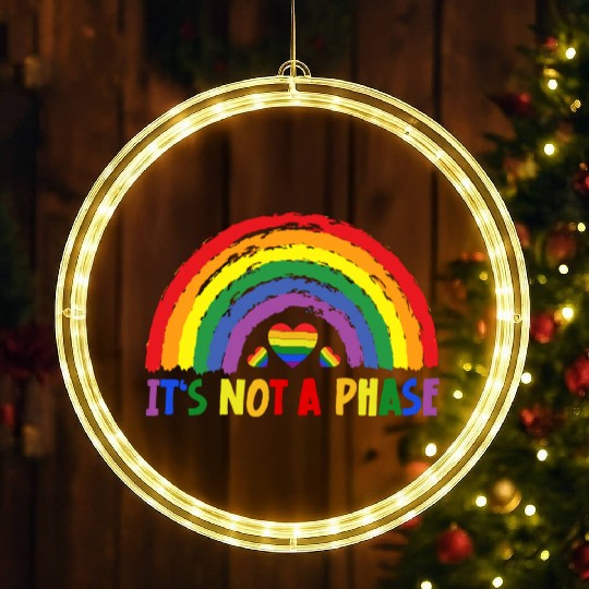 LGBTQIA+ Rainbow Flag Gay Pride It's Not A Phase LED Christmas Window Lights