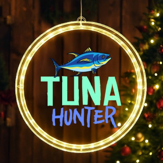 Red Tuna Fish Bluefin Fishing Salad LED Christmas Window Lights