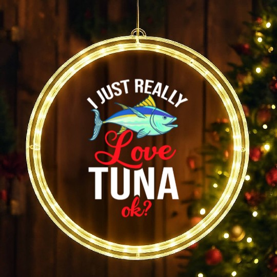 Red Tuna Fish Bluefin Fishing Salad LED Christmas Window Lights