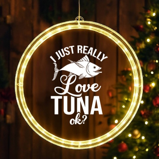 Red Tuna Fish Bluefin Fishing Salad LED Christmas Window Lights