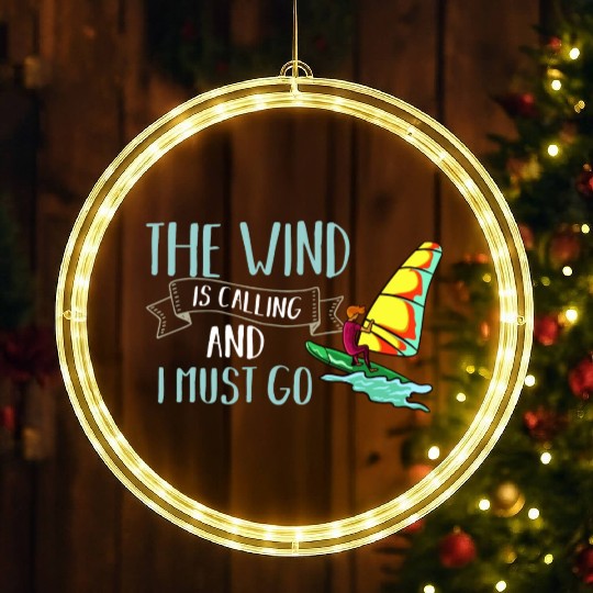 Windsurfing Board Sail Paddle Windsurfer LED Christmas Window Lights