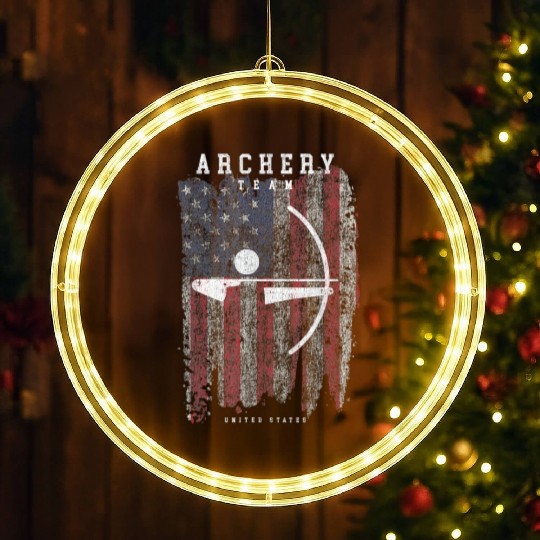 Archery Team USA Vintage American Flag Compound LED Christmas Window Lights