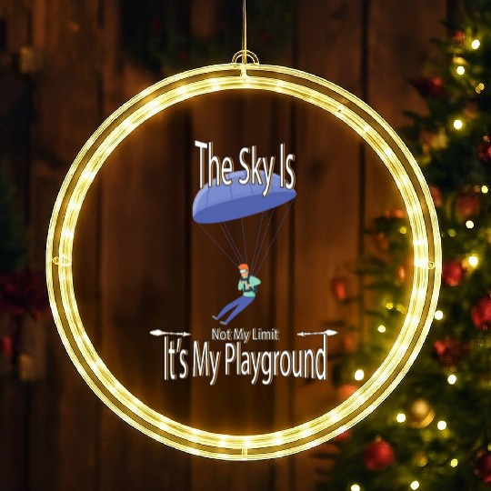 The Sky Is My Playground Skydive Funny Cute LED Christmas Window Lights