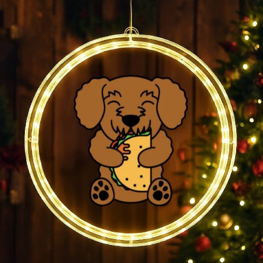 Goldendoodle Taco Lover LED Christmas Window Lights