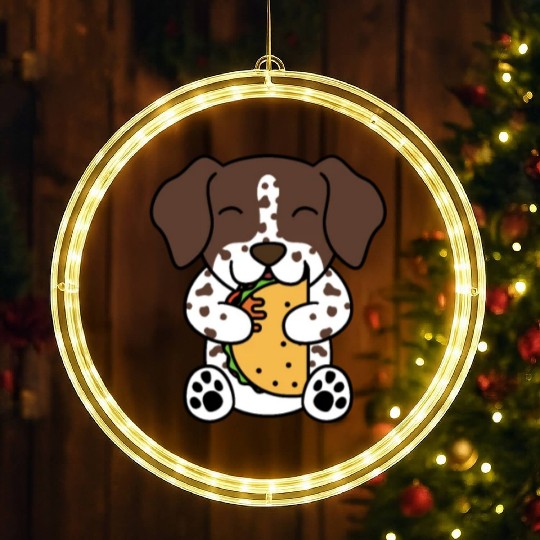 German Shorthaired Pointer Taco Lover LED Christmas Window Lights