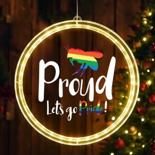 Bee Proud Let's Go Pride! LGBTQ Pride Month Gay LED Christmas Window Lights