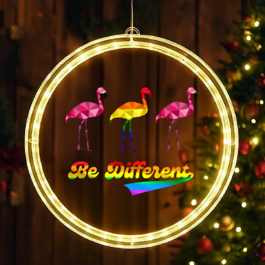 Flamingo LGBTQ Rainbow Flag Gay Pride Month LED Christmas Window Lights