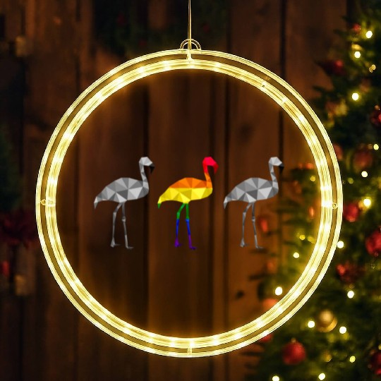 Flamingo LGBTQ Gay Pride Rainbow Flag Different LED Christmas Window Lights