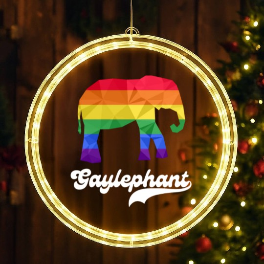 Gay Elephant LGBTQ Rainbow Flag LED Christmas Window Lights