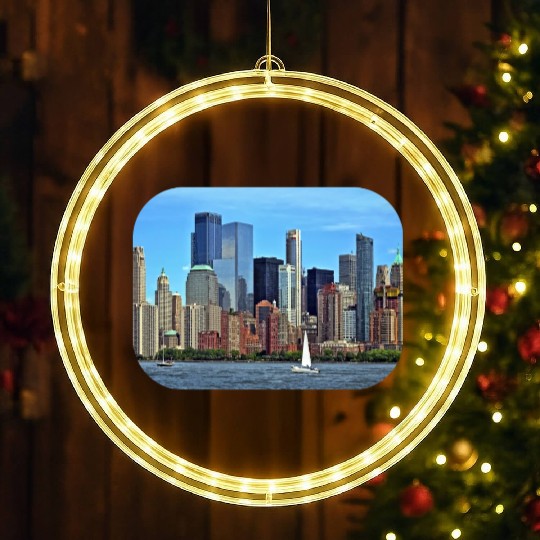 Manhattan NY – Sailboat By Manhattan Skyline LED Christmas Window Lights