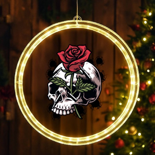 Bullets and Skull Roses Aesthetic Dripping Pattern LED Christmas Window Lights