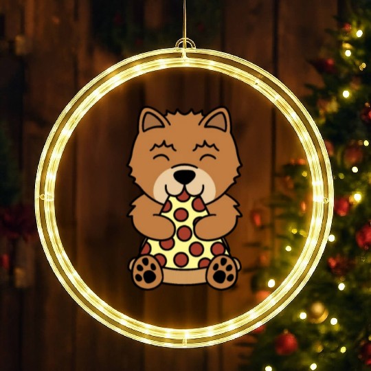 Chow Chow Pizza Lover LED Christmas Window Lights