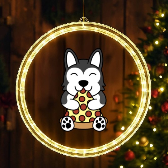 Husky Pizza Lover LED Christmas Window Lights