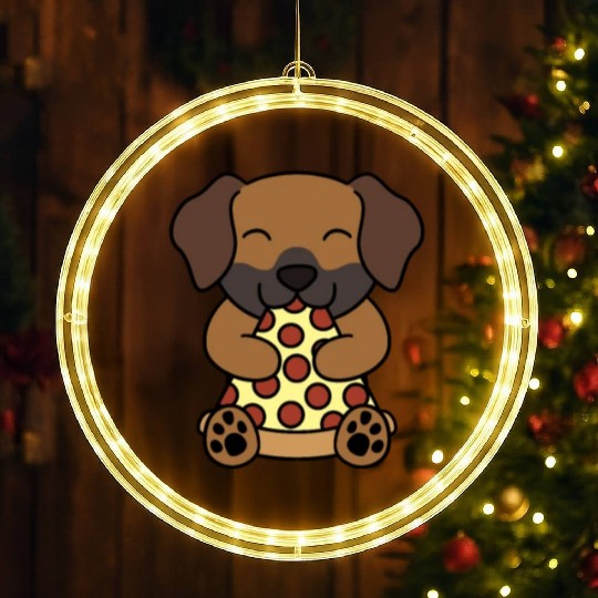 Rhodesian Ridgeback Pizza Lover LED Christmas Window Lights