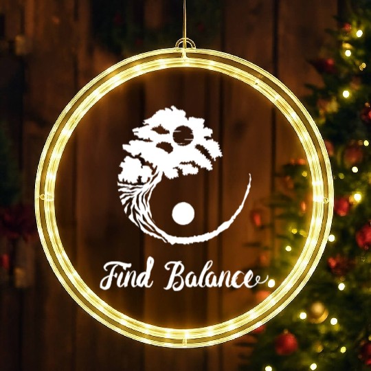 Bonsai Funny Quote Find Balance Zen Planting Gift LED Christmas Window Lights