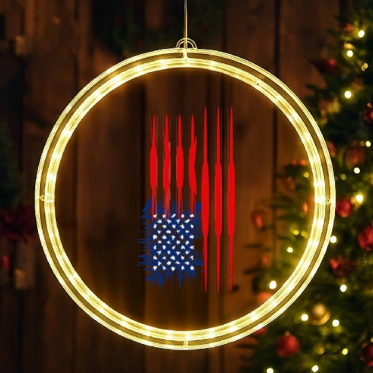 US Flag Vertical LED Christmas Window Lights American Stars Stripes