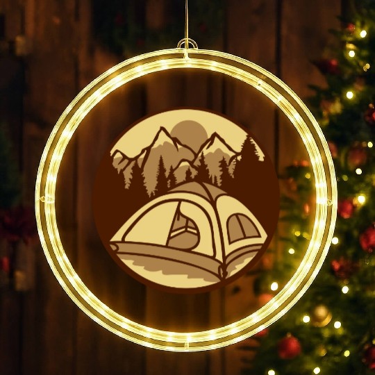 mountains forest camper outdoors LED Christmas Window Lights