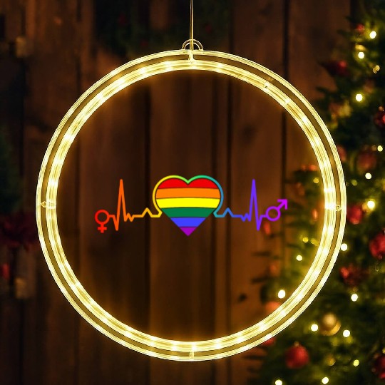 LGBTQ Flag Heart Lesbian Gay Pride LED Christmas Window Lights
