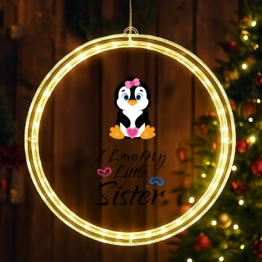 I love my little sister Pinguin LED Christmas Window Lights