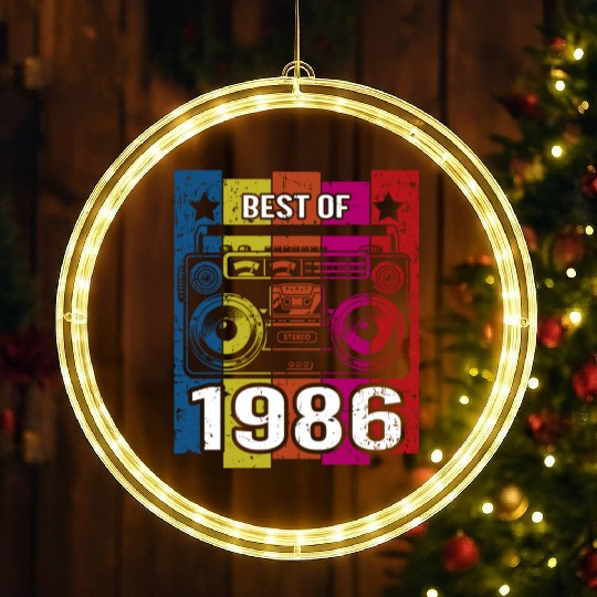 Best of 1986 Stereo Radio Cassette Player Birthday LED Christmas Window Lights