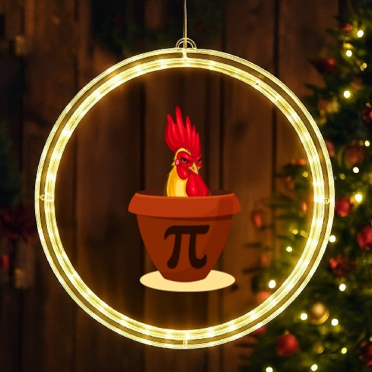 Funny Chicken Pot Pie LED Christmas Window Lights Chicken Pi day