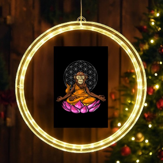 Monkey Buddha Meditation LED Christmas Window Lights