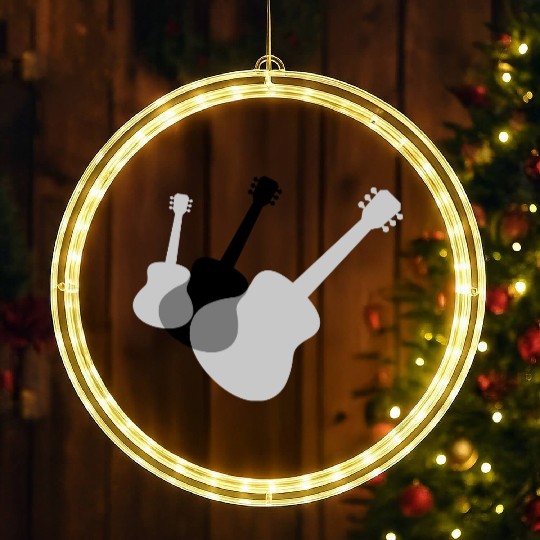 musician 3 guitars guitarist LED Christmas Window Lights