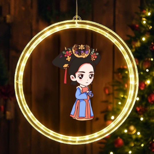 HAND PAINTED GIRL IMAGE LED Christmas Window Lights