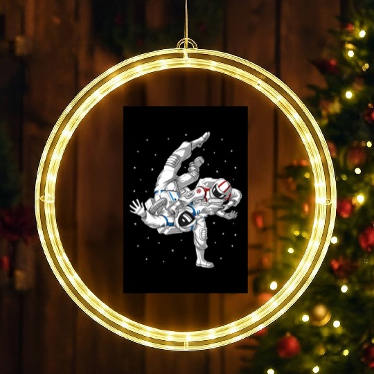 Astronauts Jiu-Jitsu Wrestling LED Christmas Window Lights