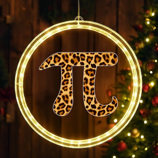 Pi Leopard Print Skin Cheetah Pi Day Math Nerd LED Christmas Window Lights