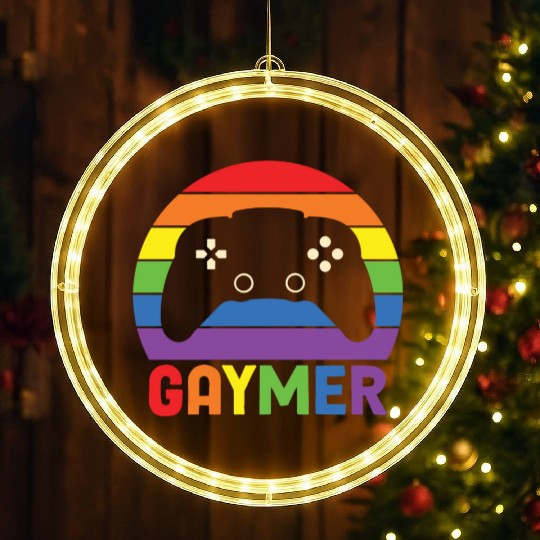 LBGT Flag Gay Pride Human Gaymer Gamer LED Christmas Window Lights
