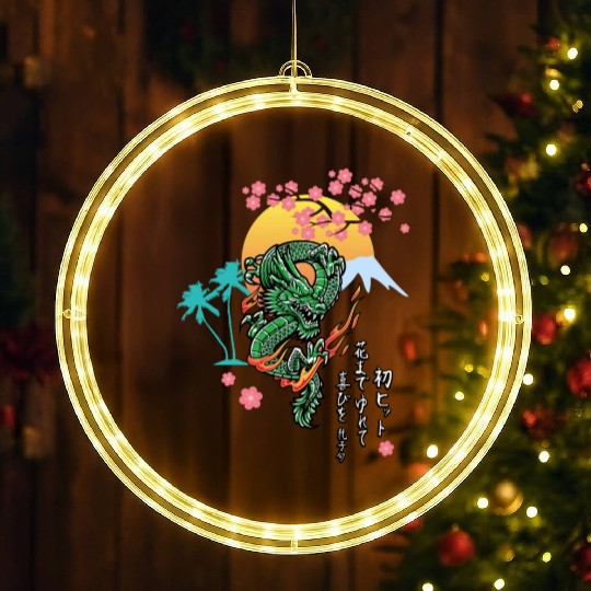 Dragon Sun Cherry Blossom | Japanese Culture LED Christmas Window Lights