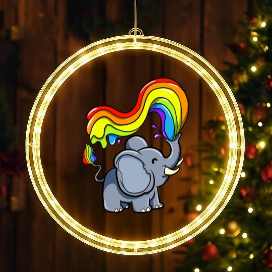 Elephant LGBTQ Gay Pride Rainbow Flag LGBT LED Christmas Window Lights