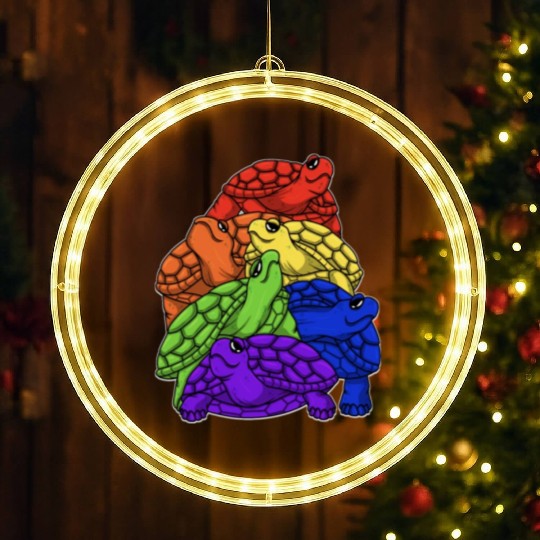 Turtle Stack LGBTQ Gay Pride Rainbow Flag LGBT LED Christmas Window Lights