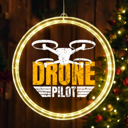 Drone Drone Pilot Drone Operator Quadrocopter LED Christmas Window Lights