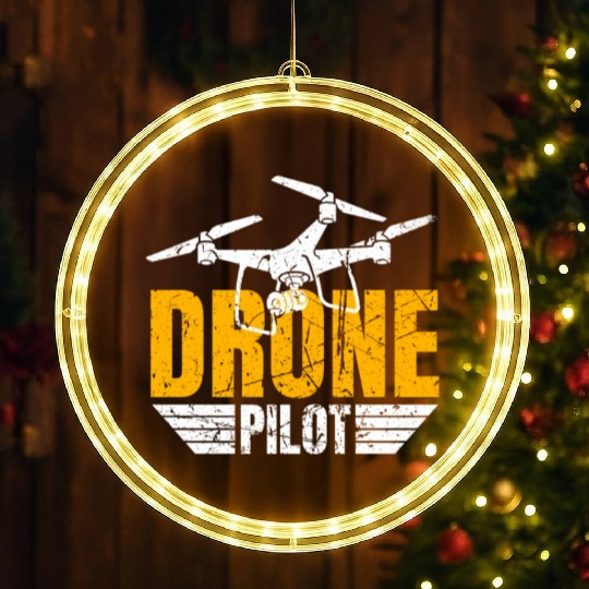 Drone Drone Pilot Drone Operator Quadrocopter LED Christmas Window Lights
