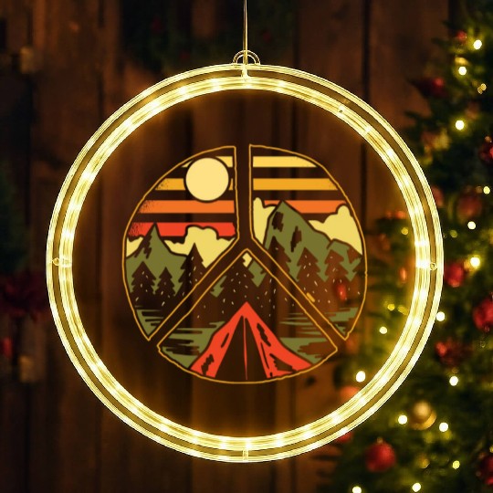Hiking Outdoors Peace and Love LED Christmas Window Lights