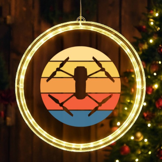 Drone Drone Pilot Drone Operator Quadrocopter LED Christmas Window Lights