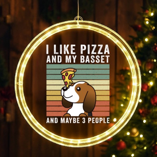 I Like Pizza And My Basset Hound LED Christmas Window Lights
